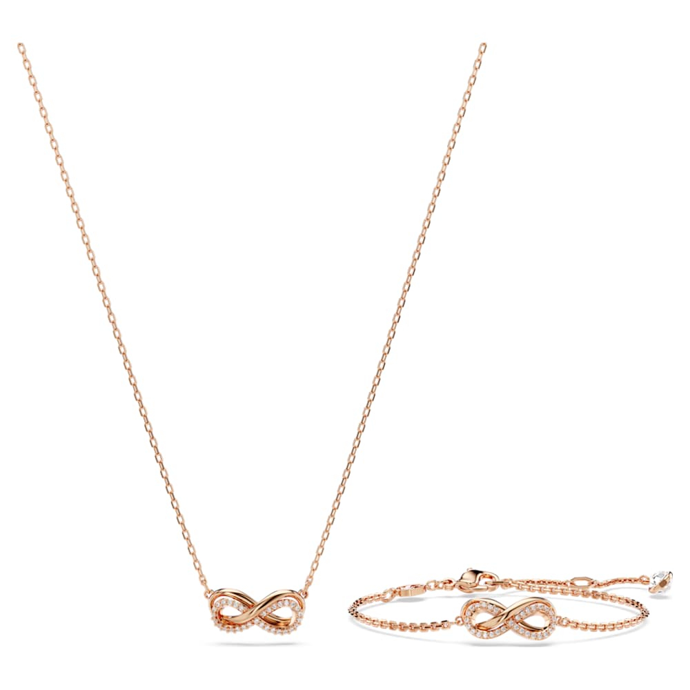Swarovski インフィニティ ブレスレット ローズゴールド Hyperbola set, Infinity, White, 18K rose gold finish | Swarovski