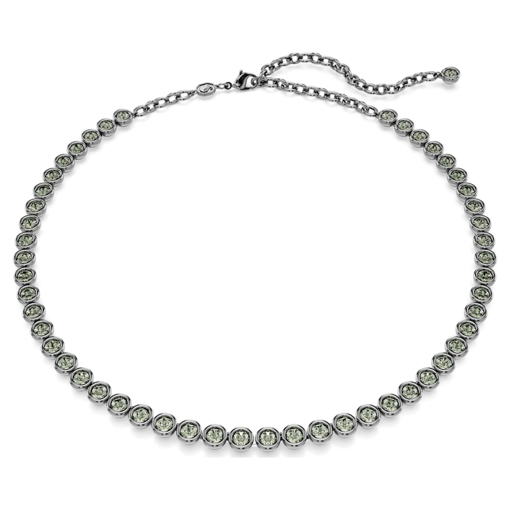 Imber Tennis necklace, Round cut, Grey, Ruthenium plated | Swarovski 