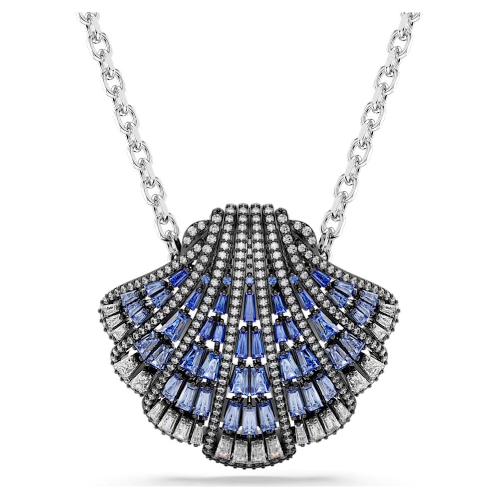 Idyllia Anhänger und Brosche, Muschel, Lang, Blau, Metallmix  