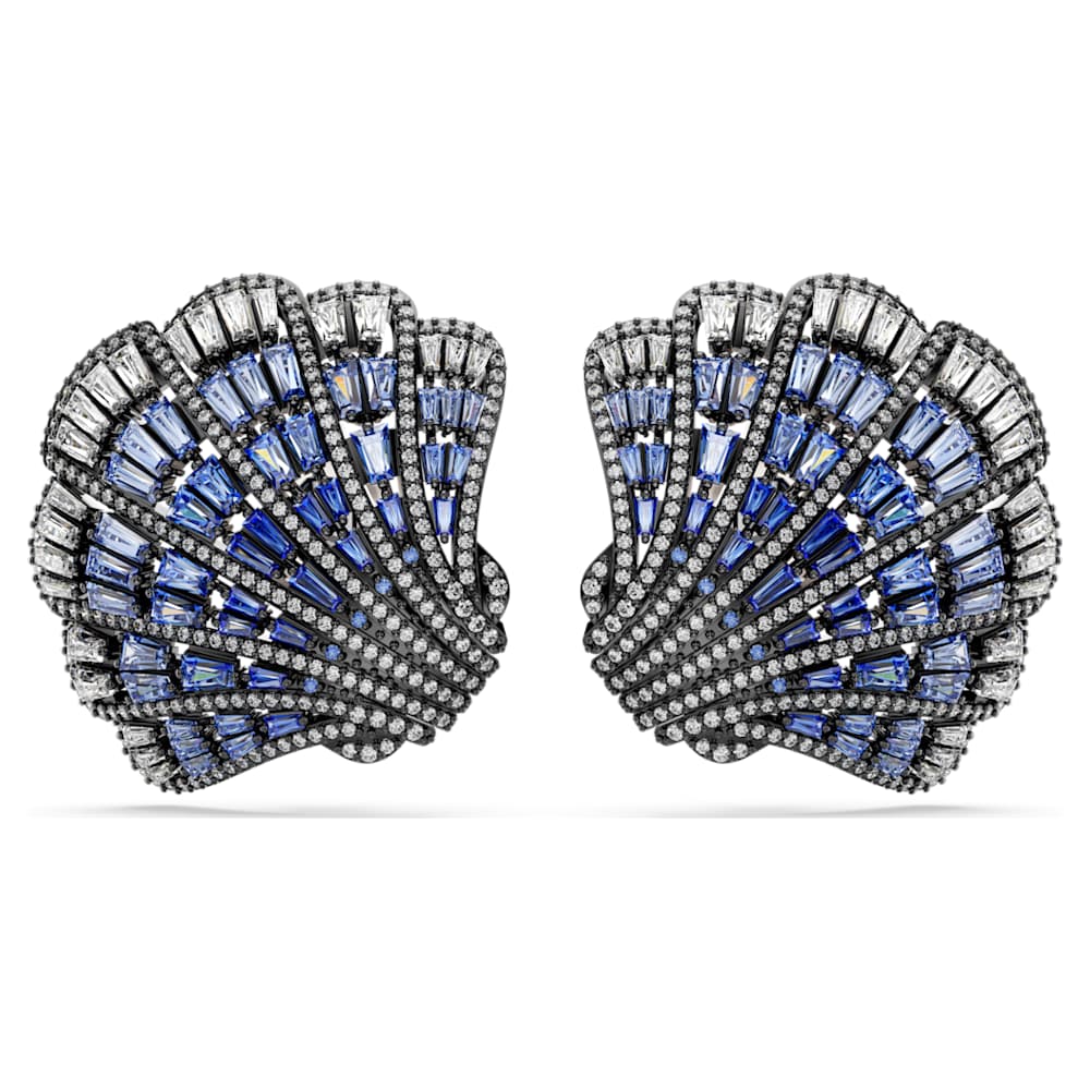 Idyllia clip earrings, Shell, Blue, Mixed metal finish | Swarovski
