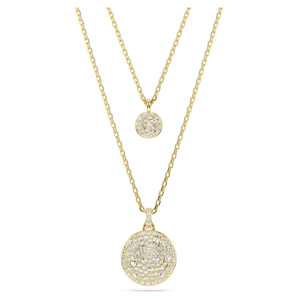 Sublima layered pendant, White, Gold-tone plated | Swarovski