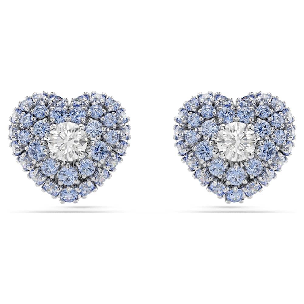 Idyllia stud earrings Heart Blue Rhodium plated Swarovski