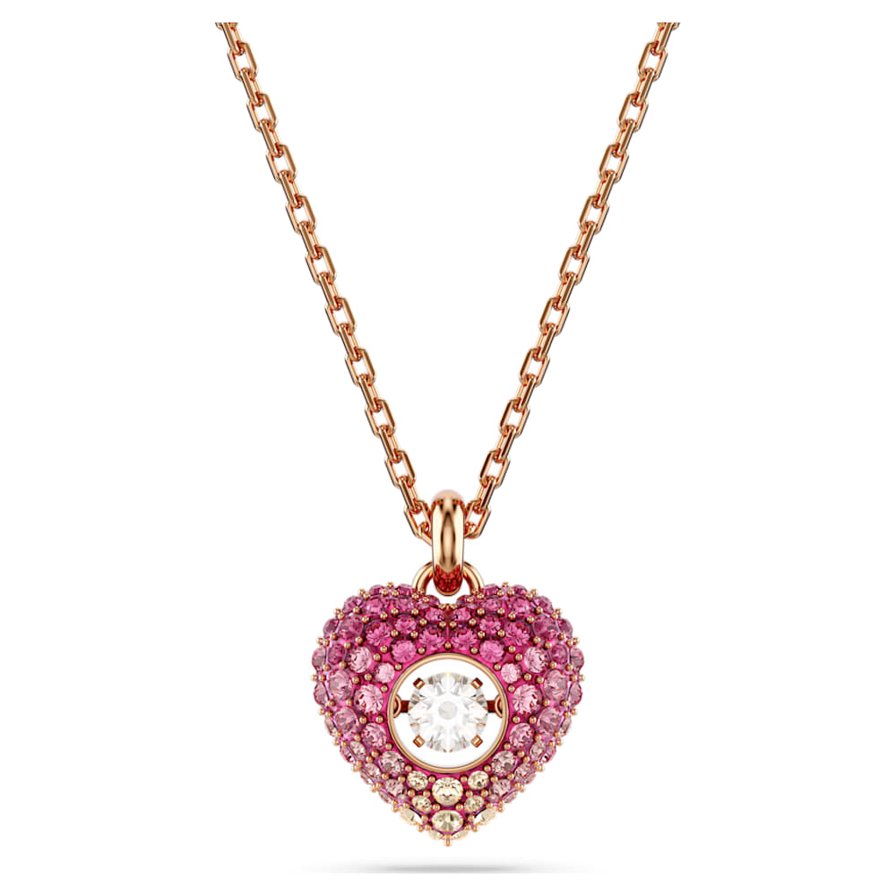 Idyllia pendant Heart Pink Rose gold tone plated Swarovski