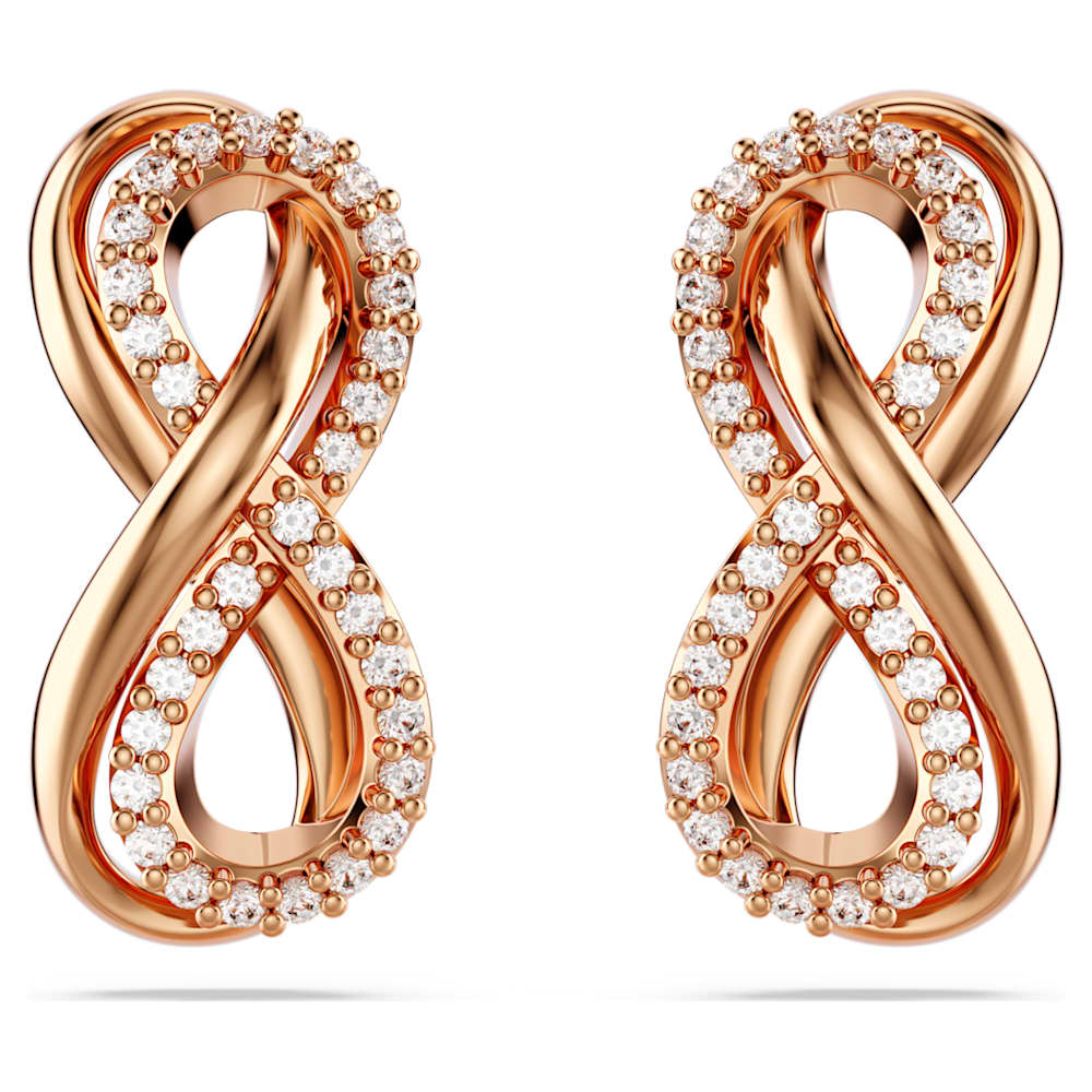 SWAROVSKI スワロフスキー インフィニティピアス ローズゴールド 完売品 Hyperbola スタッドピアス, インフィニティ, ホワイト, 18Kローズ
