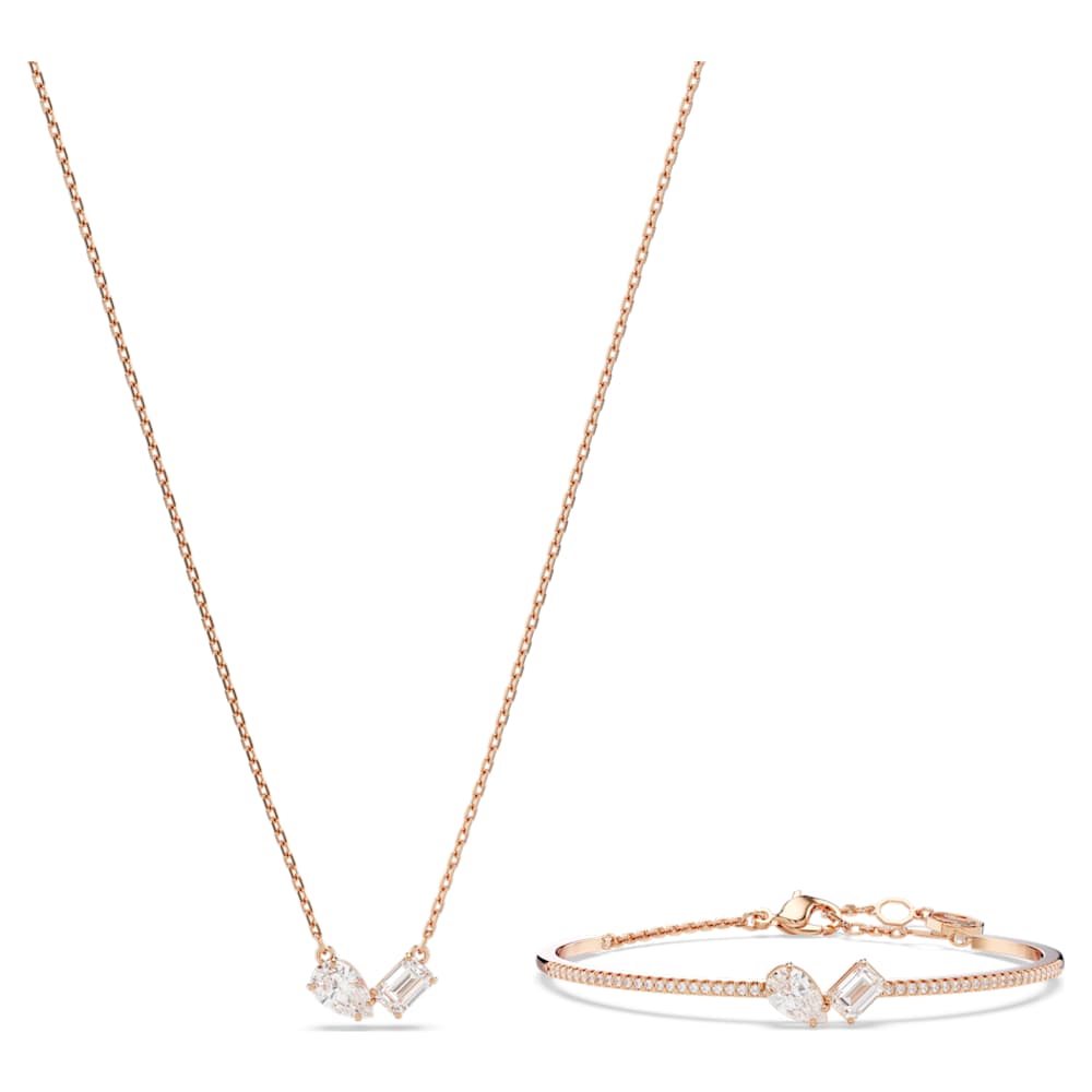 Mesmera Set, Karışık kesimler, Beyaz, Pembe altın rengi kaplama