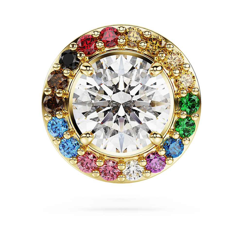 Matrix tack pin, Round cut, Multicoloured, Gold-tone plated