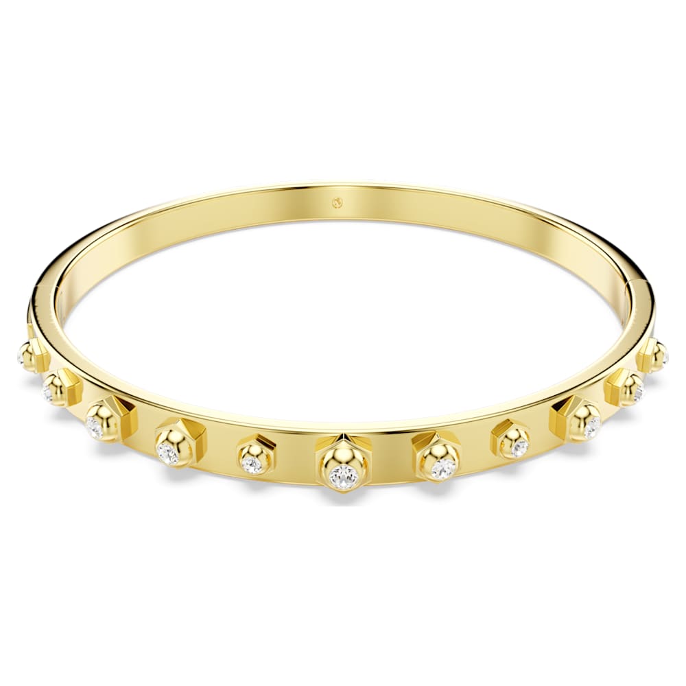 Numina bangle, Mixed round cuts, White, 18K gold finish | Swarovski
