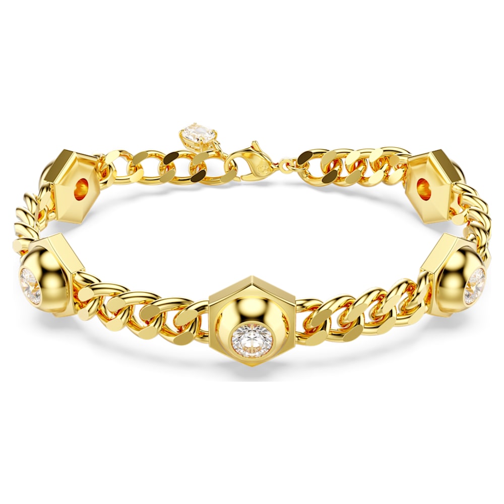 Numina bracelet, Round cut, White, Gold-tone plated | Swarovski