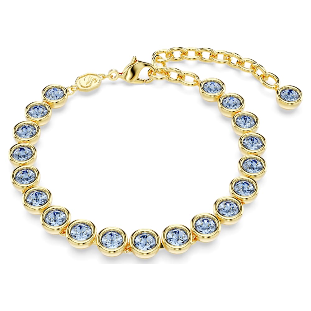 Imber Tennis bracelet, Round cut, Blue, 18K gold finish | Swarovski