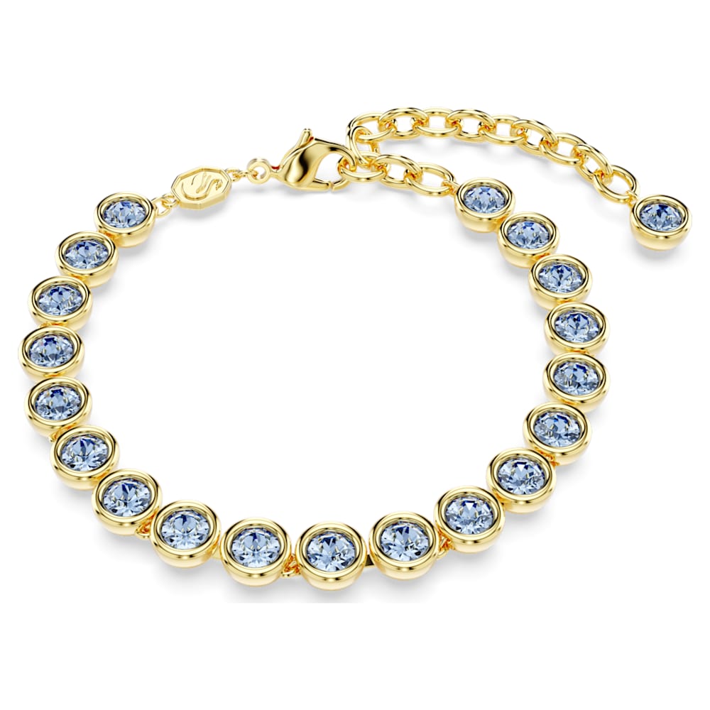 Imber Tennis bracelet, Round cut, Blue, Gold-tone plated | Swarovski