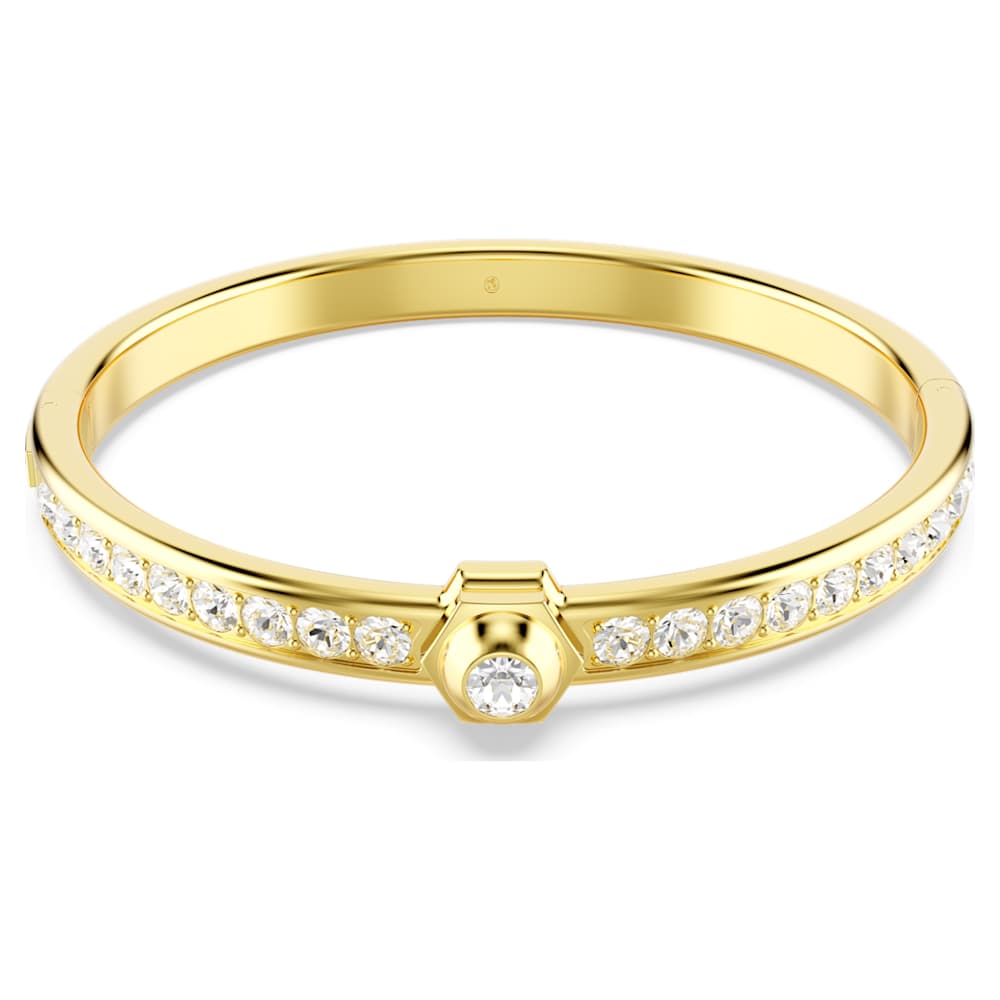 【美品】Swarovski Harmonia バングル Numina バングル, ラウンドカット, ホワイト, 18Kゴールドコーティング