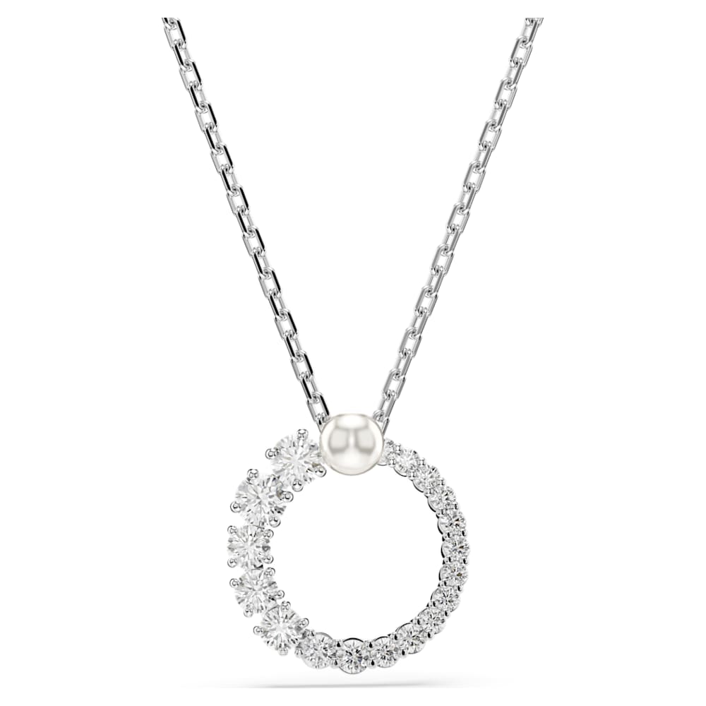 Swarovski Matrix pendant Crystal pearl Round cut White Rhodium plated