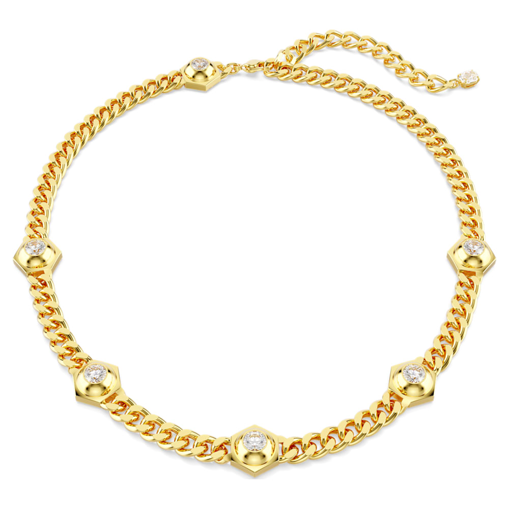 Numina necklace, Round cut, White, Gold-tone plated | Swarovski