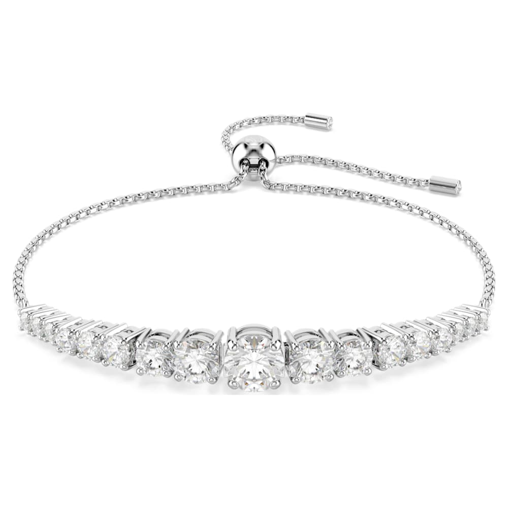 Matrix bracelet, Gradient of round cuts, White, Rhodium