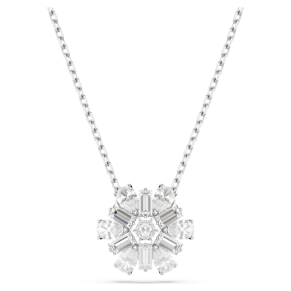 Idyllia pendant, Mixed cuts, Snowflake, White, Rhodium Idyllia pendant, Mixed cuts, Snowflake, White, Rhodium