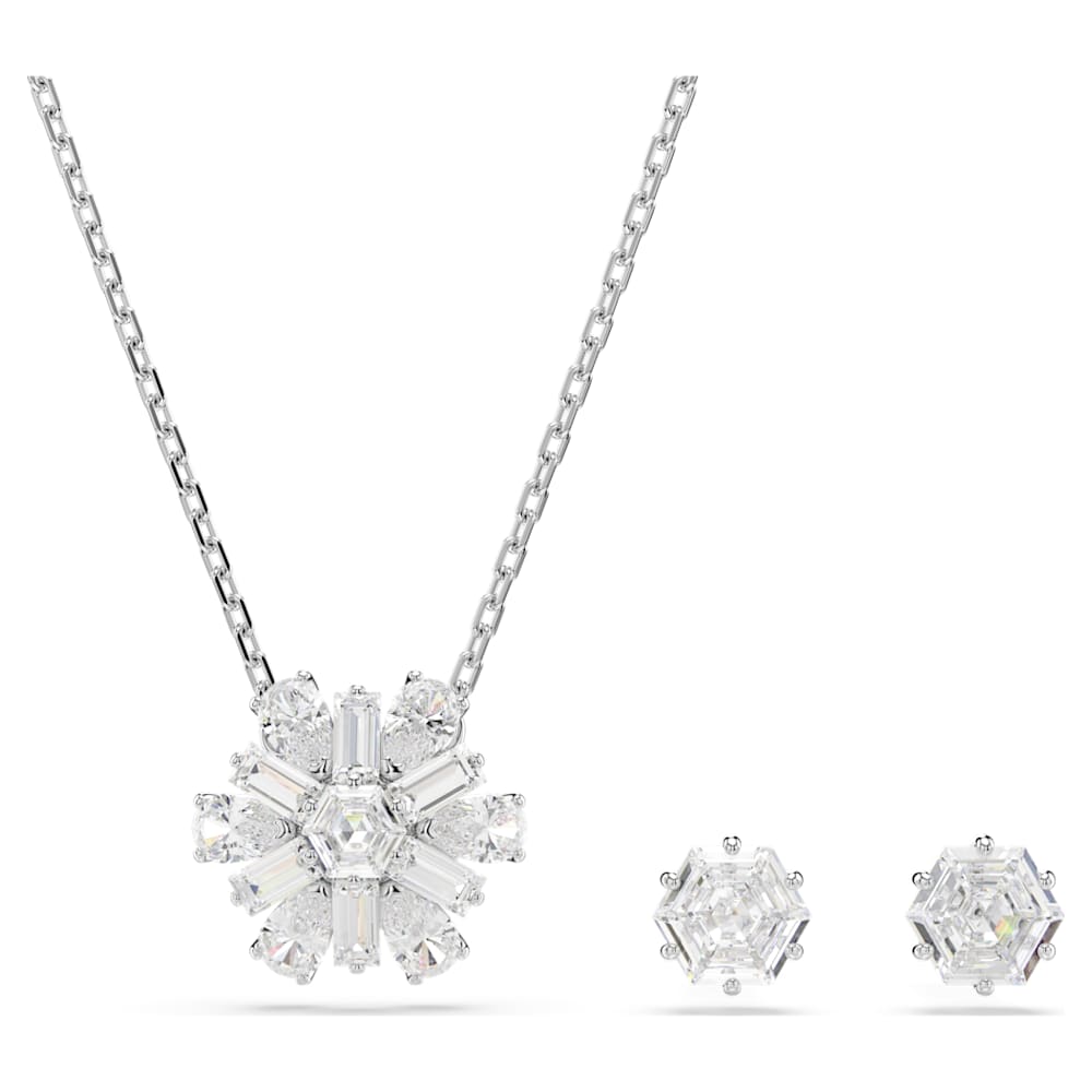 ベストセラー Idyllia plated Rhodium White, Snowflake, cuts, Mixed set, アクセサリー