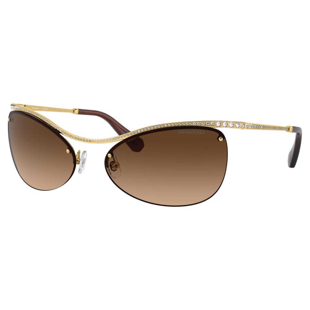 Sunglasses, Oval shape, SK7018, Brown | Swarovski