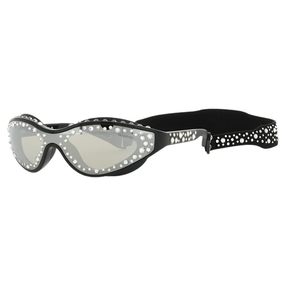 Lunettes de soleil avec cordon Forme de lunettes de natation Noires