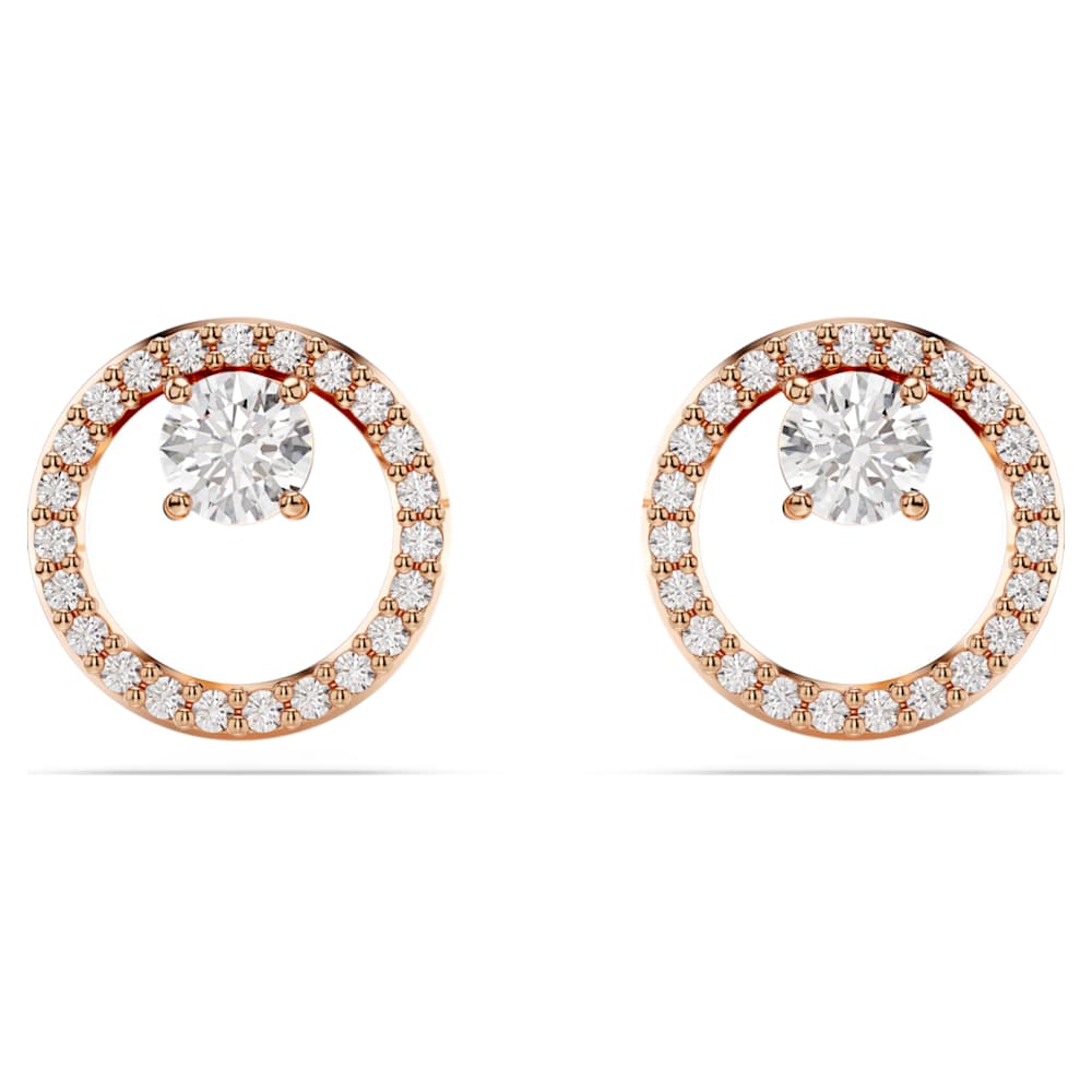 Constella スタッドピアス, ラウンドカット, ホワイト, 18Kローズ