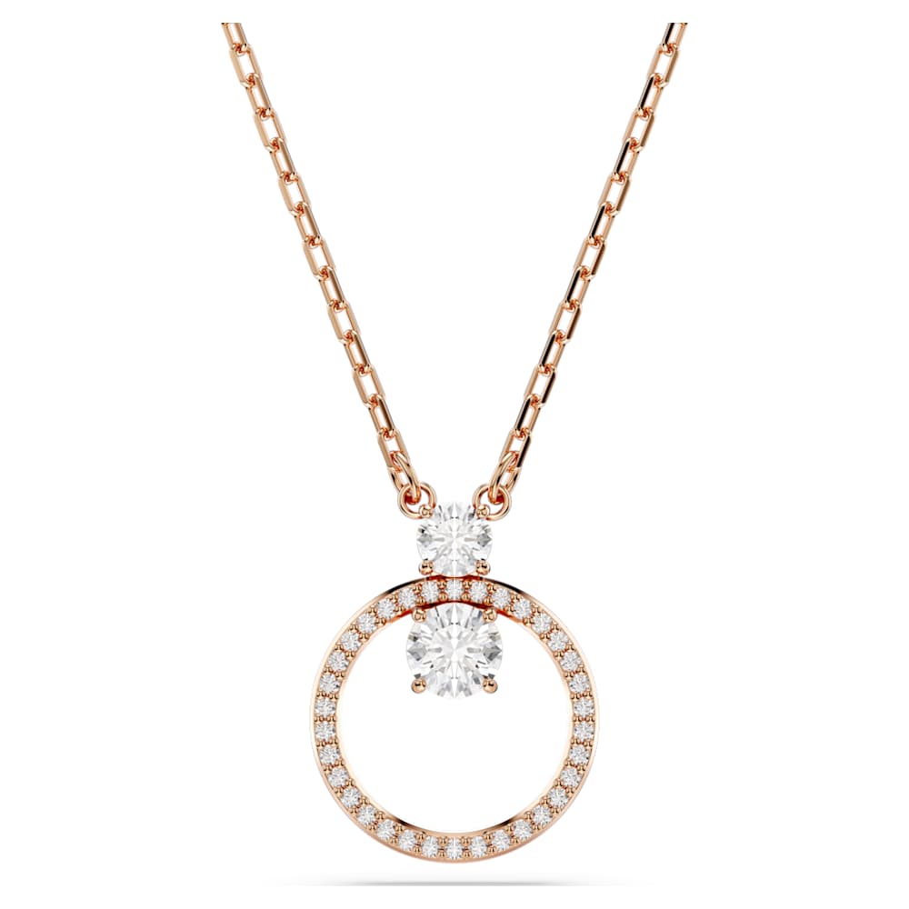 Swarovski Constella pendant Round cut White Rose gold tone plated