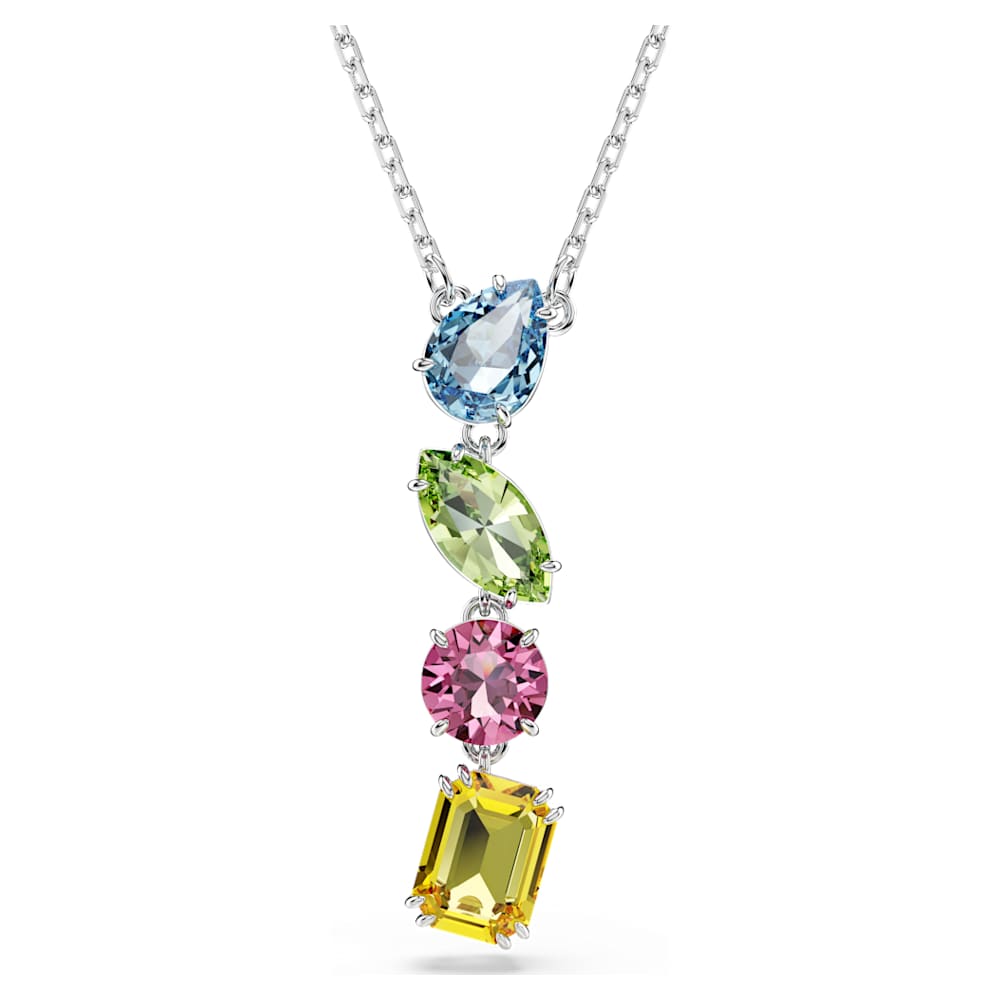 Gema Y pendant, Mixed cuts, Multicolored, Rhodium plated | Swarovski