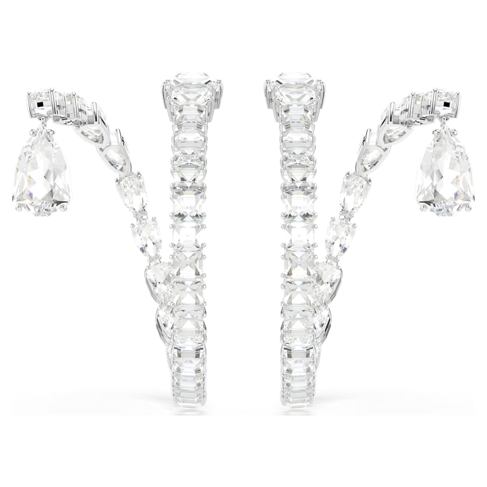 Swarovski Matrix Hoop Earrings, Mixed Cuts, White, Rhodium Plated