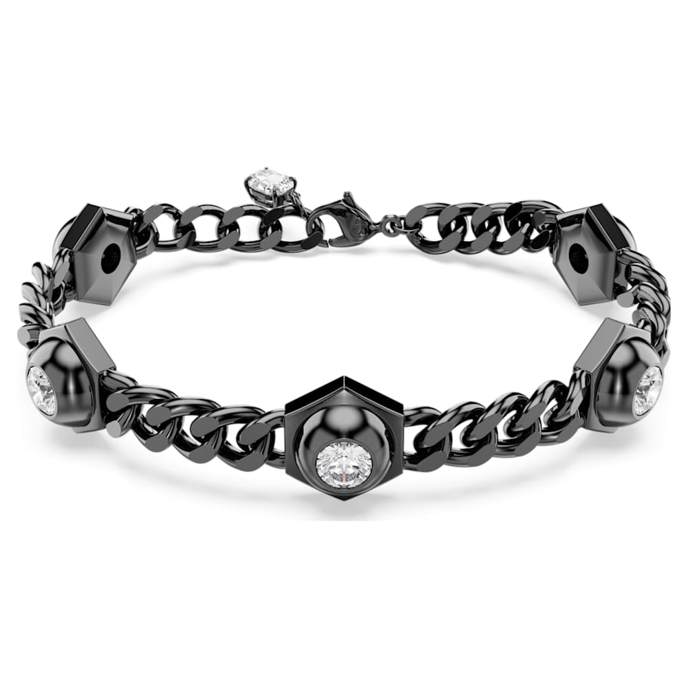 Numina bracelet, Round cut, Black, Ruthenium plated