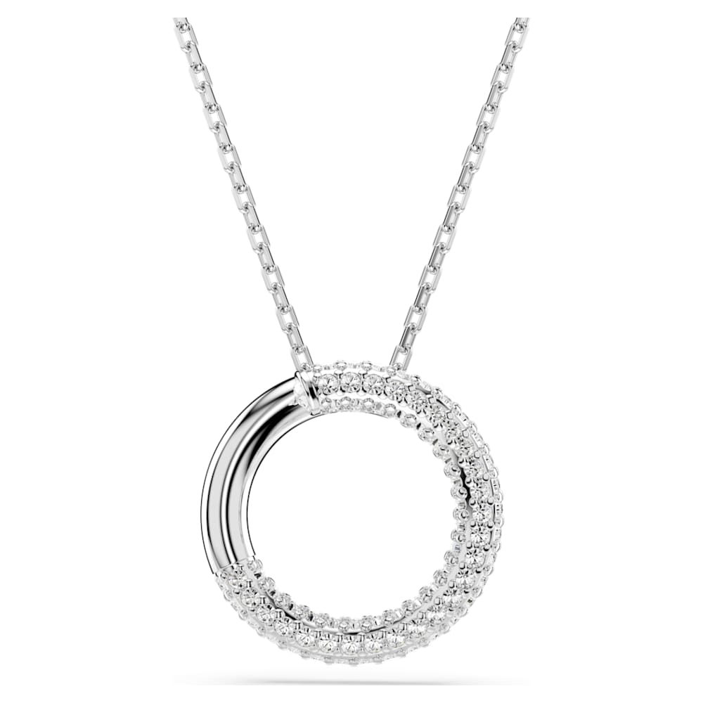 Dextera pendant, Pavé, White, Rhodium plated | Swarovski