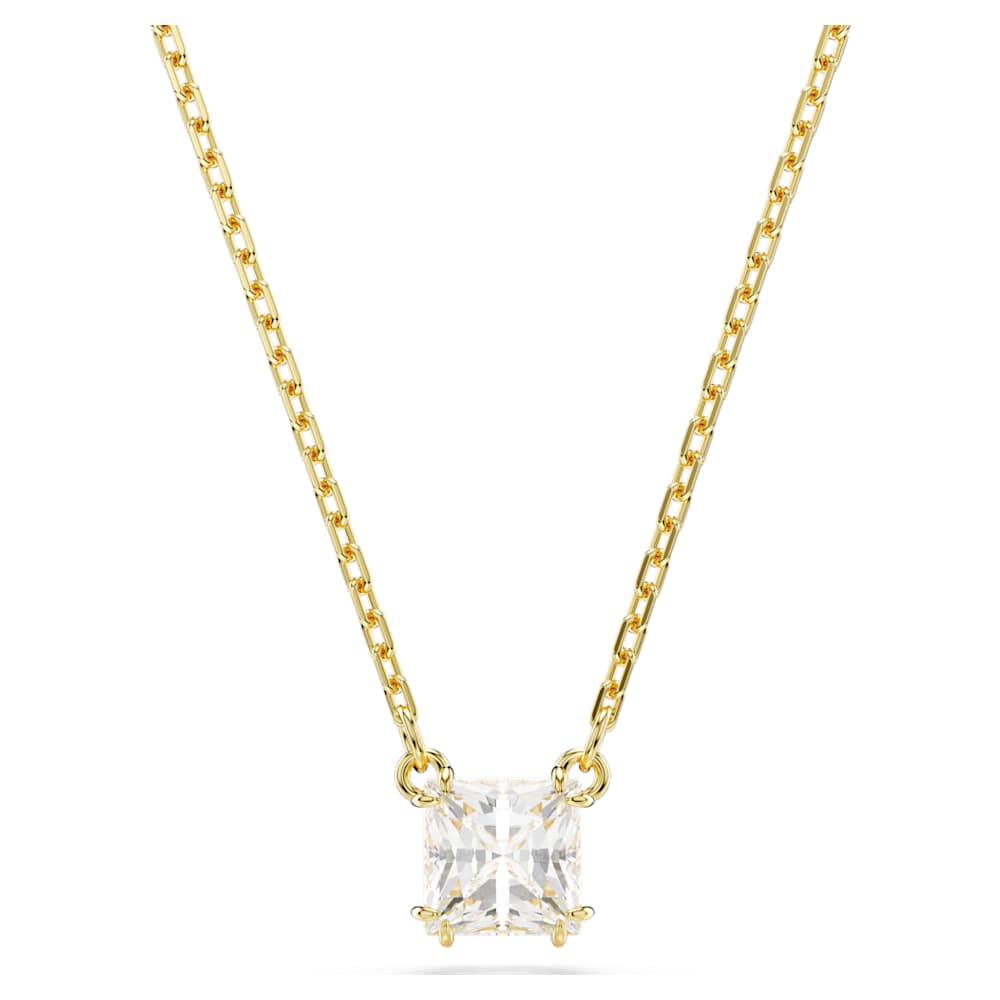 Stilla Attract ペンダント, スクエア・カット, ホワイト, ゴールドトーン・プレーティング | Swarovski