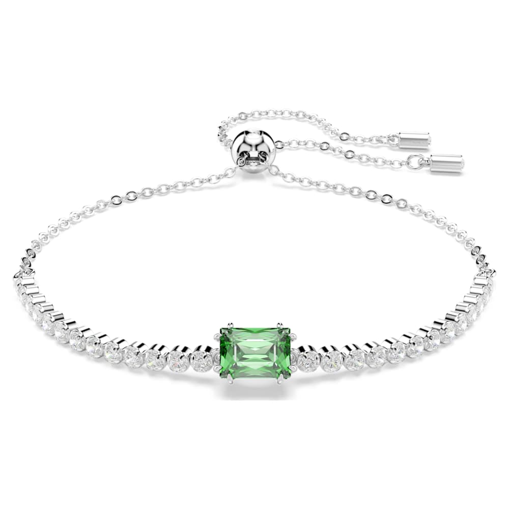 Matrix bracelet, Mixed cuts, Green, Rhodium plated | Swarovski