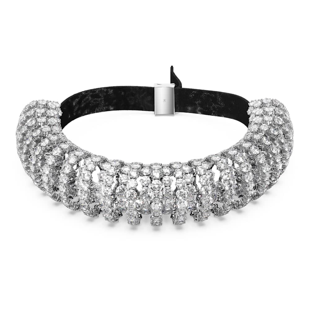 Constella choker, Round cut, White, Rhodium plated | Swarovski
