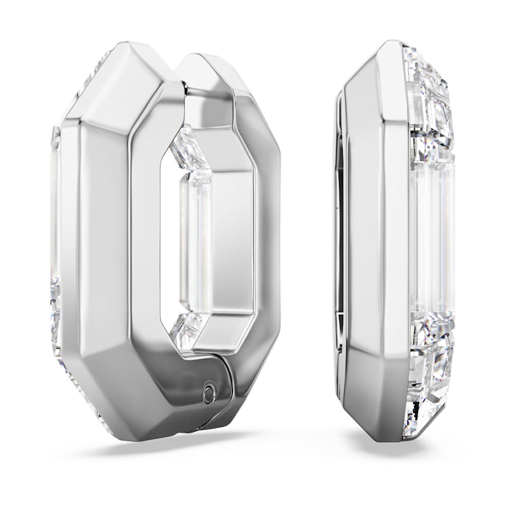 Lucent フープピアス, オクタゴンシェイプ, 小, ホワイト | Swarovski