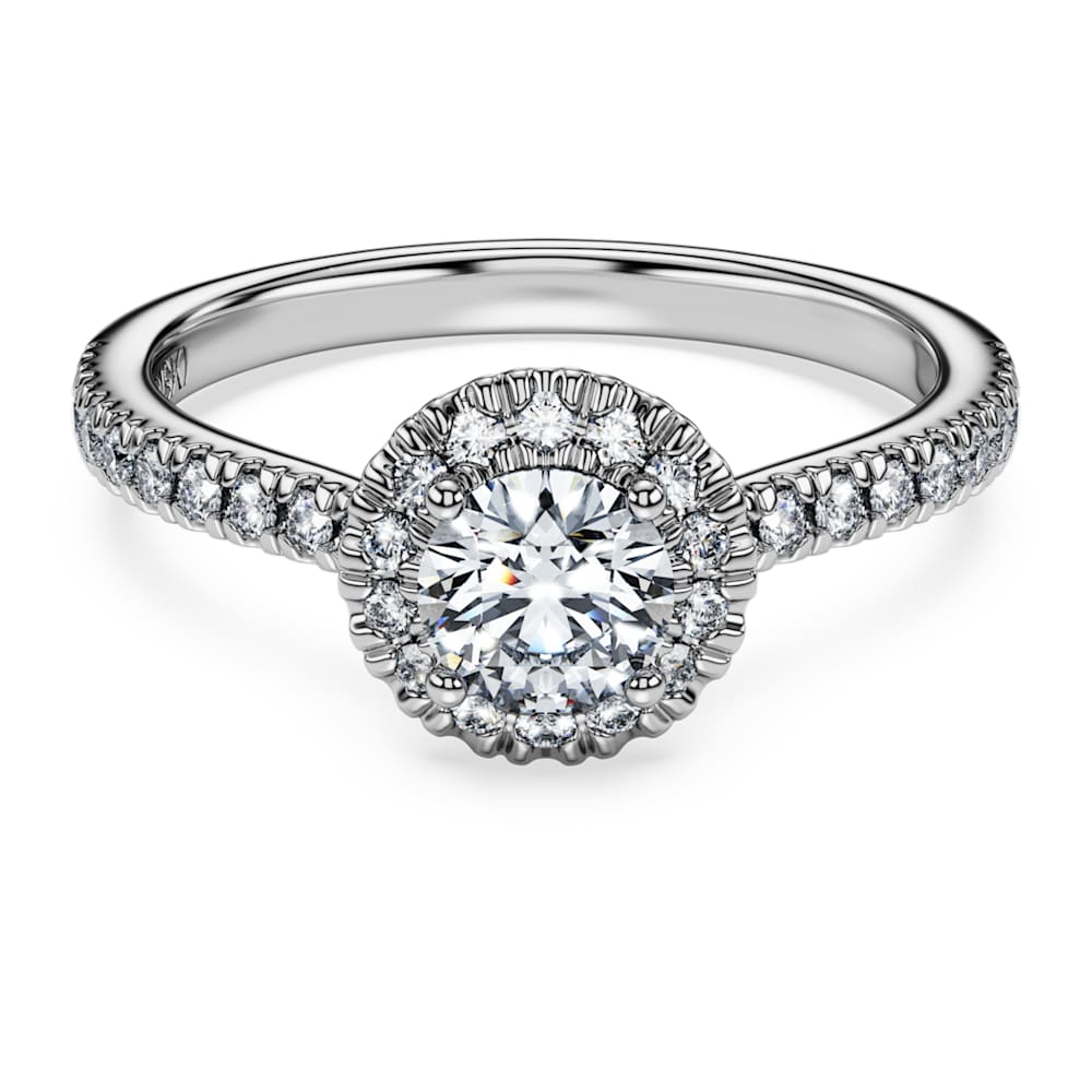Eternity halo solitaire ring 14K white gold