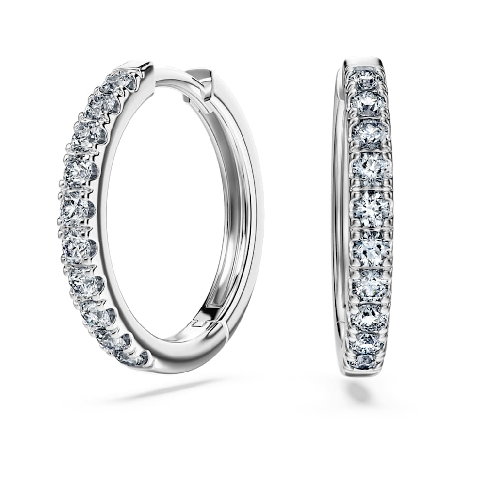 Eternity hoop earrings, Lab-grown diamonds 0.5 ct tw, Round cut, Large, 18K  white gold