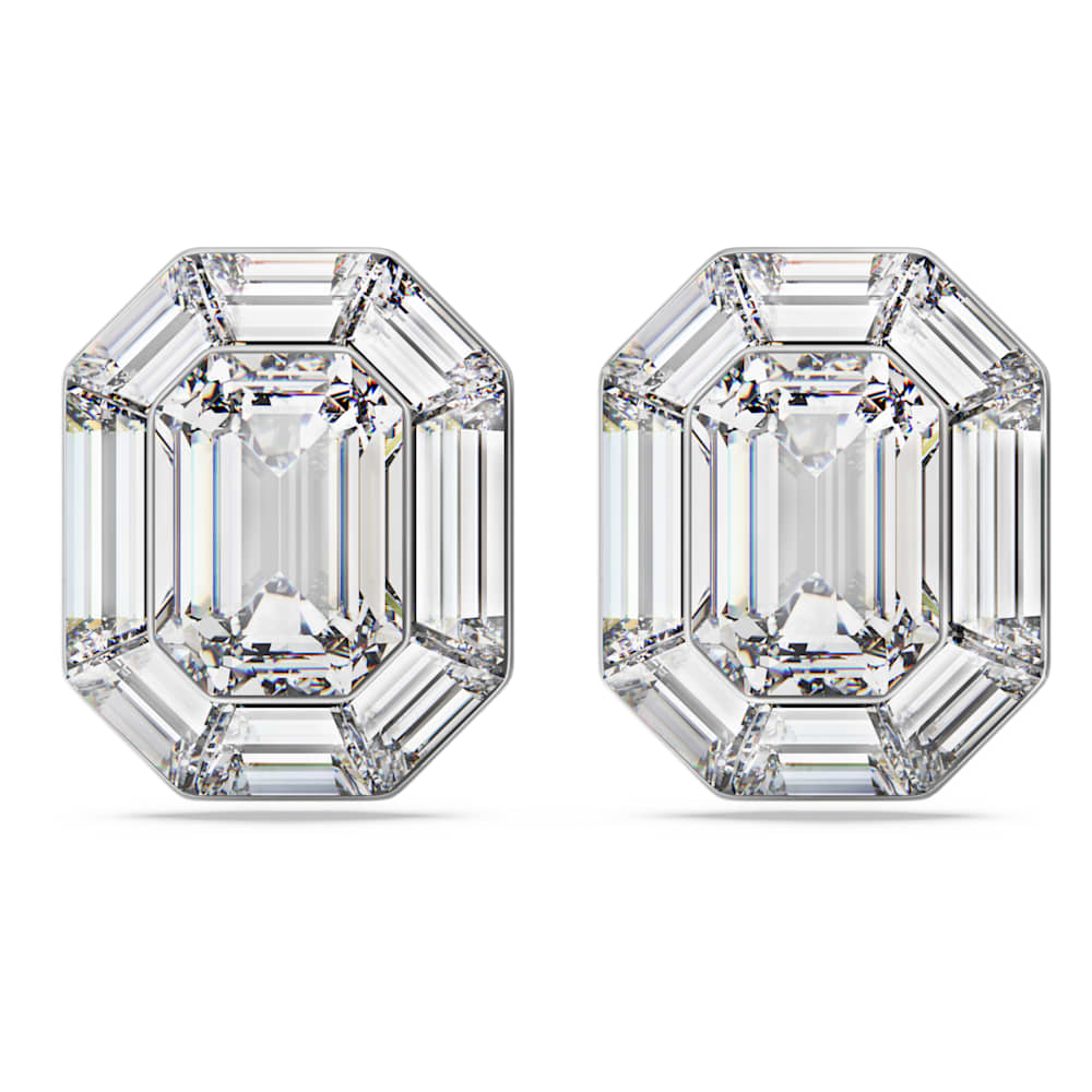【スワロフスキー】Lucent オクタゴンフープピアス Lucent フープピアス, オクタゴンシェイプ, 小, ブルー | Swarovski