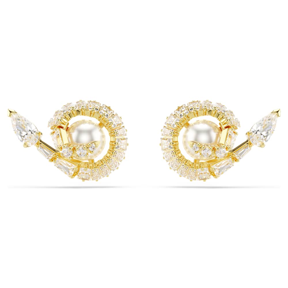 Snake stud earrings, Crystal pearl, Mixed cuts, Year of the