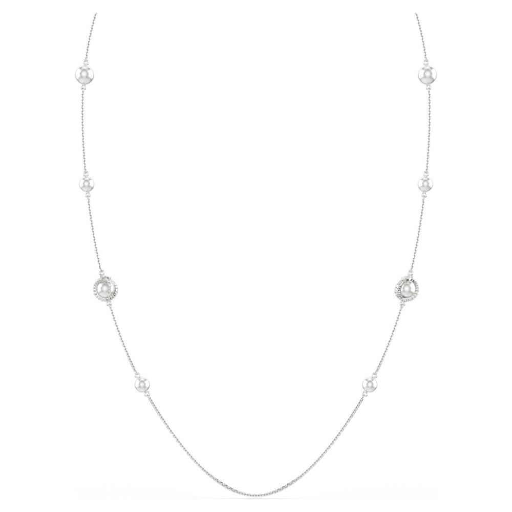 Snake ネックレス, クリスタル・パール, ミックスカット, 巳年, ホワイト, ロジウム・プレーティング | Swarovski