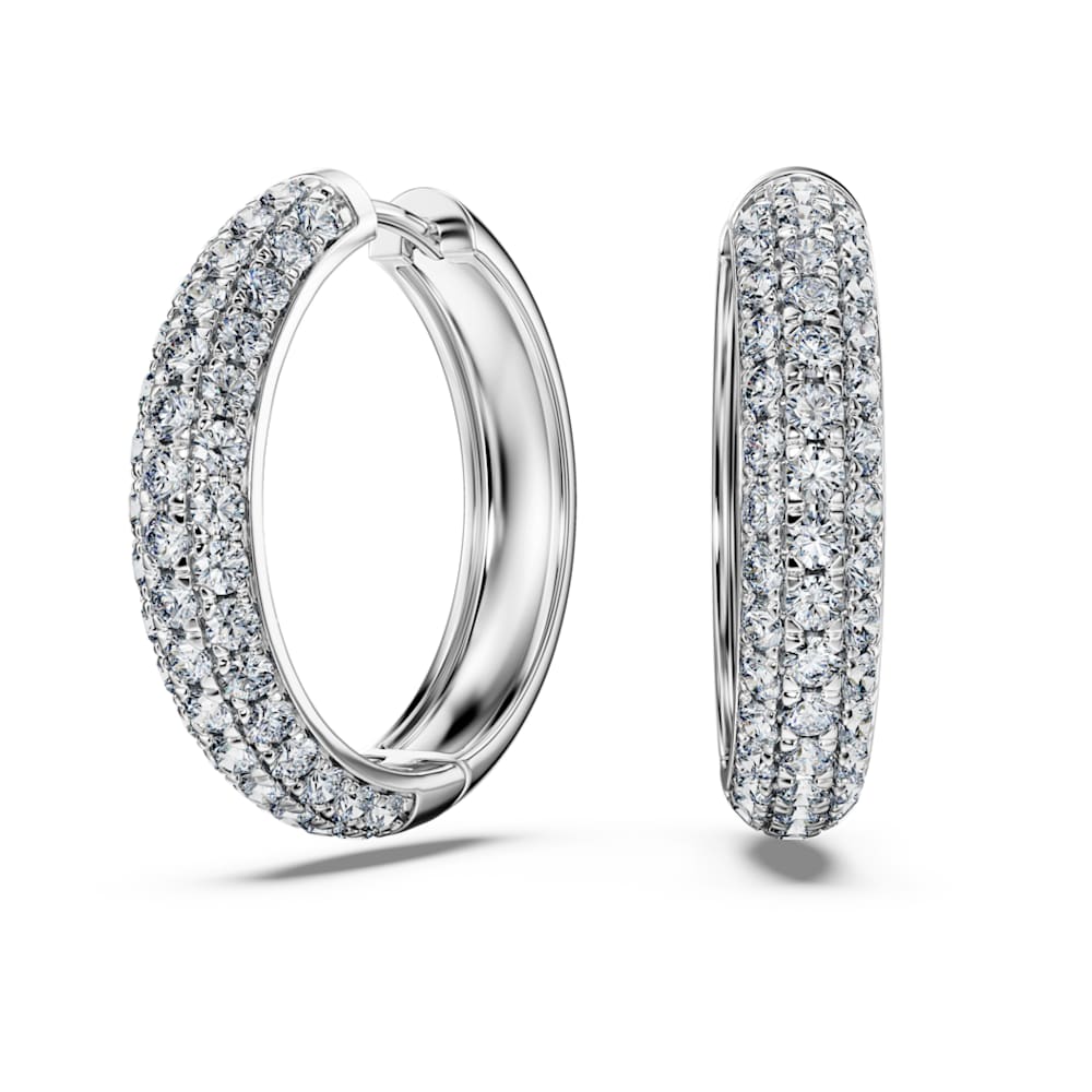 Eternity フープピアス, ラボラトリー・グロウン・ダイヤモンド 2 ct tw, ラウンドカット, 18Kホワイトゴールド |  Swarovski