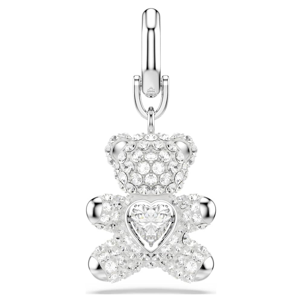 Symbolica charm, Bear, White, Rhodium plated | Swarovski