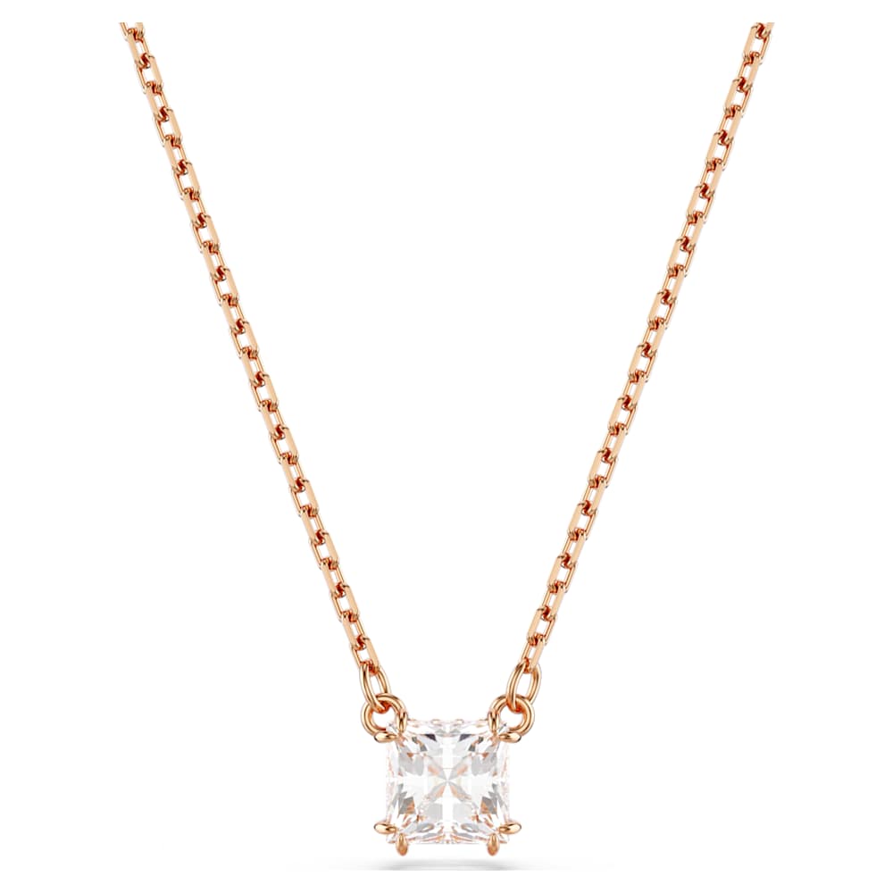Swarovski スワロフスキー ネックレス 5701904 Stilla Attract Stilla Attract pendant, Square cut, White, Rose gold-tone