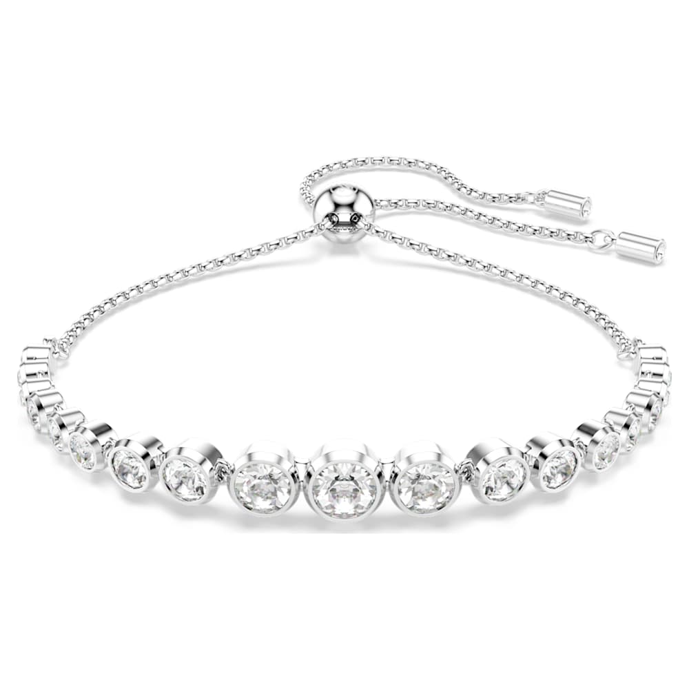 Imber bracelet, Mixed round cuts, White, Rhodium plated | Swarovski