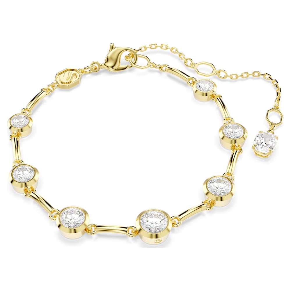 Imber bracelet, Mixed round cuts, White, Gold-tone plated | Swarovski