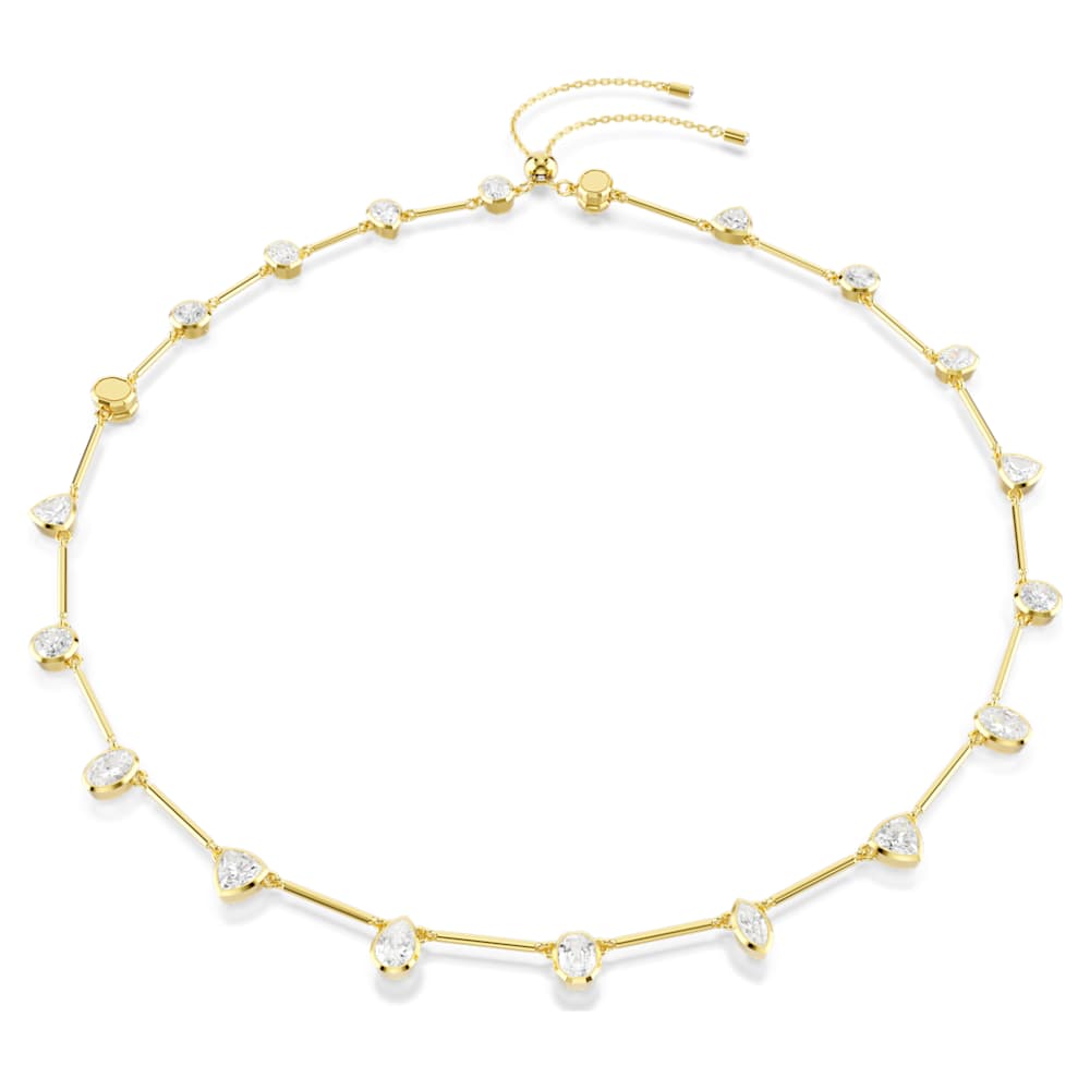 Imber necklace, Magnetic closure, Mixed cuts, White, 18K gold
