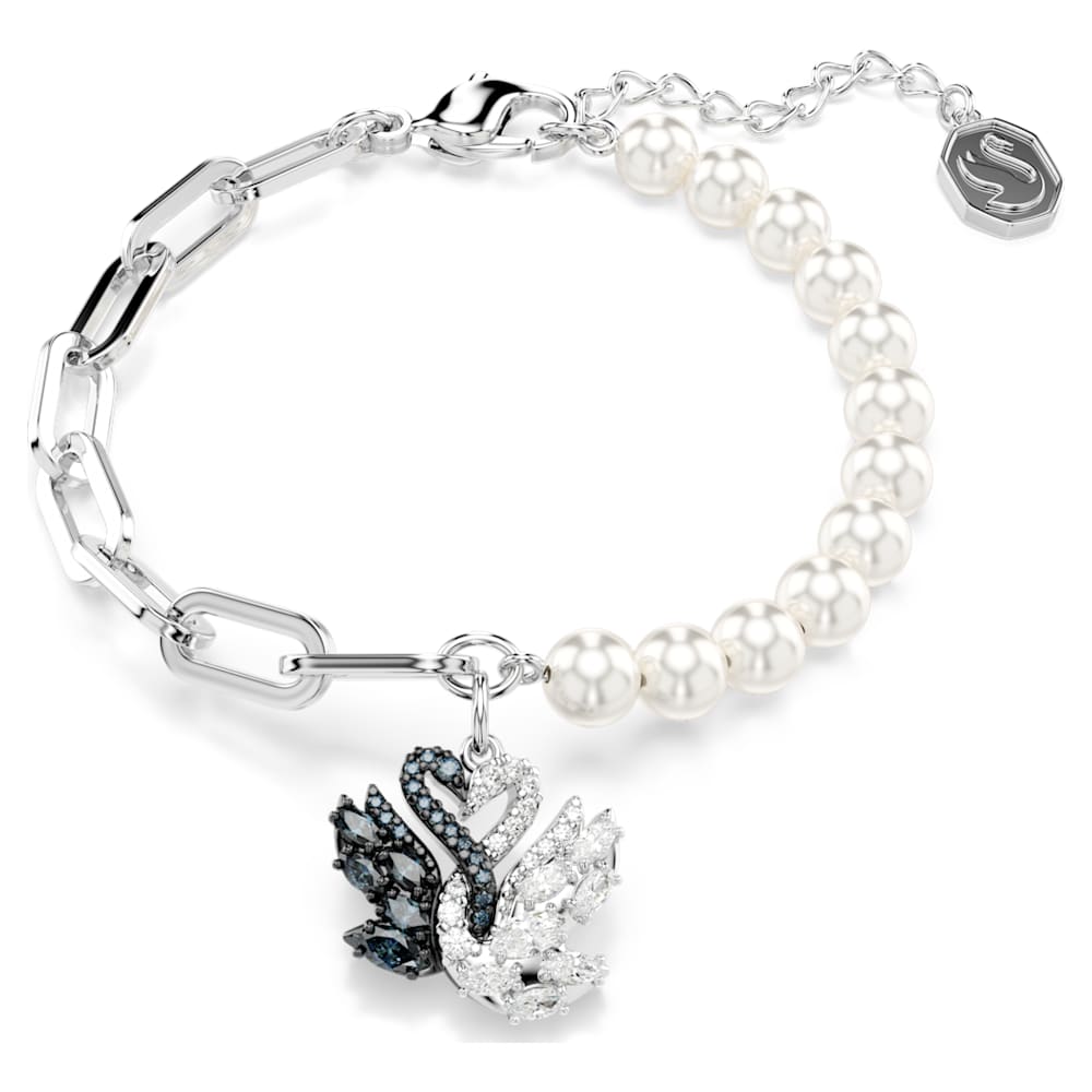 Swan Armband Kristallperle Schwan Schwarz Metallmix