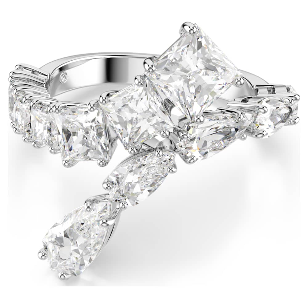 Matrix ring Mixed cuts White Rhodium plated Swarovski