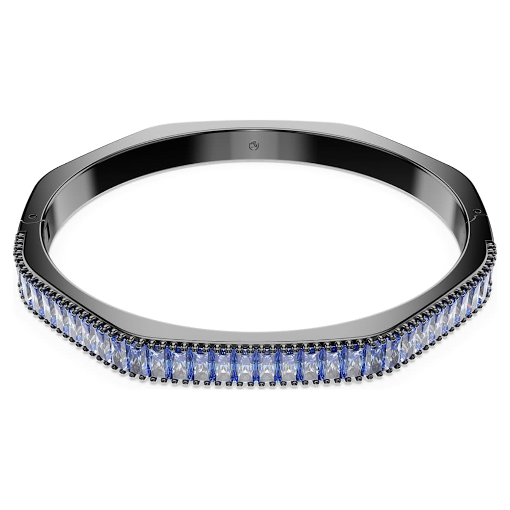 Matrix bangle, Baguette cut, Blue, Ruthenium plated | Swarovski