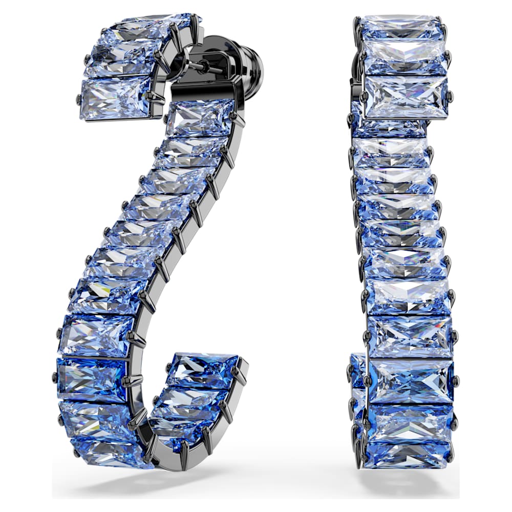 Matrix ドロップピアス, バゲット・カット, ブルー, ルテニウム