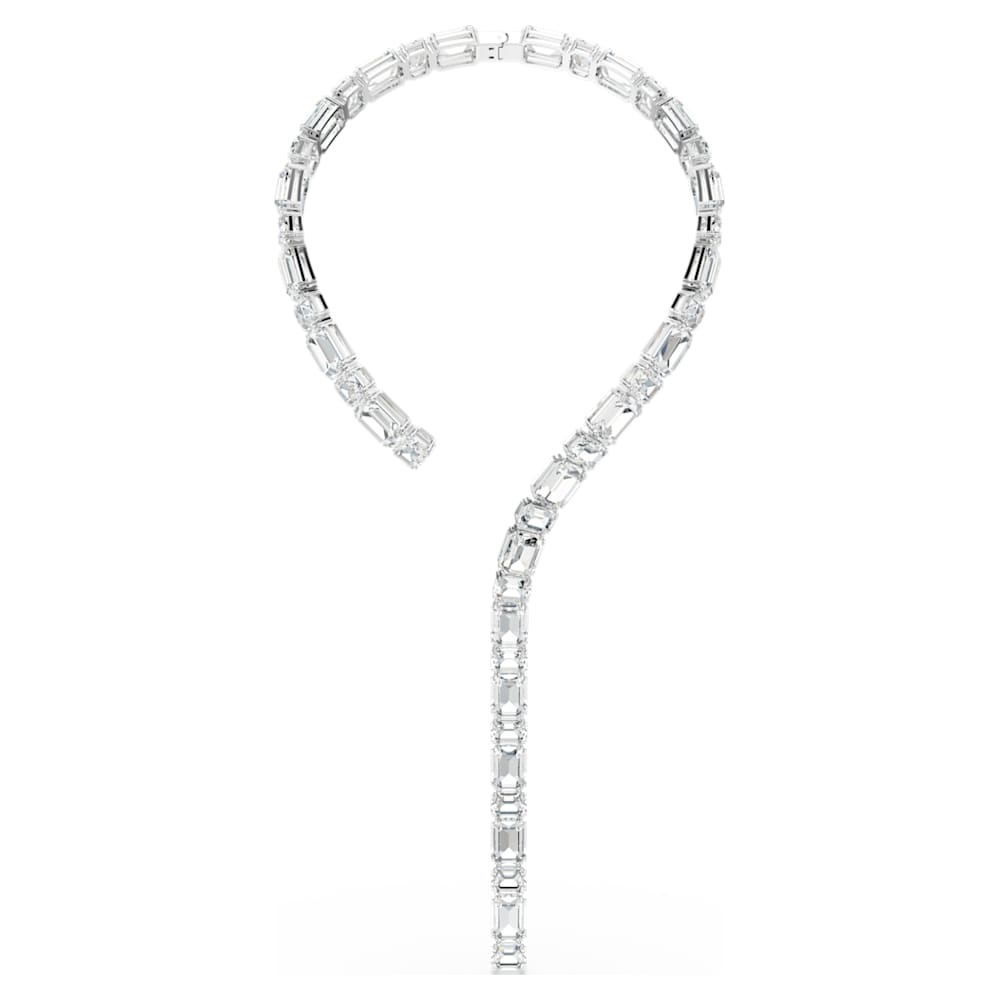 Millenia Tennis necklace, Octagon cut, White, Rhodium plated