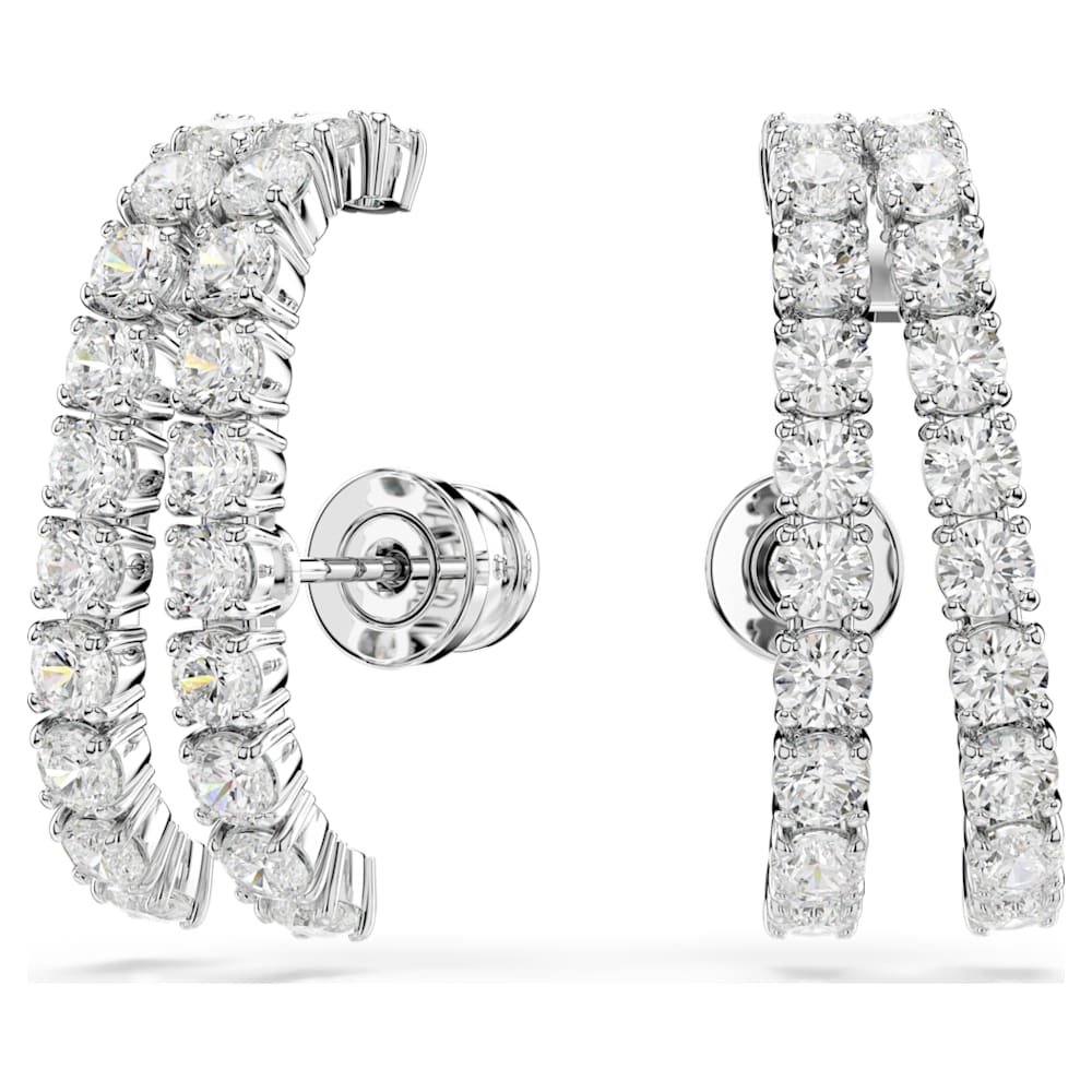 Matrix ear cuffs, Round cut, White, Rhodium plated | Swarovski