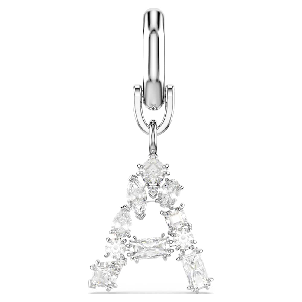 Charm Symbolica, A, Bianco, Placcato rodio | Swarovski